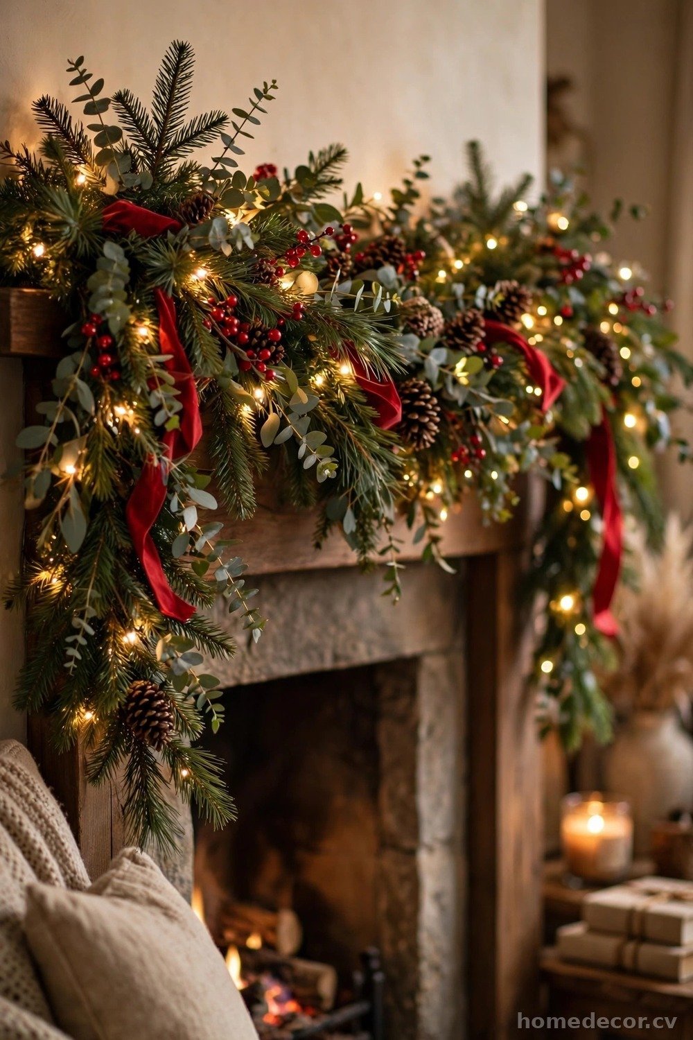 Layered Garland on the Mantel