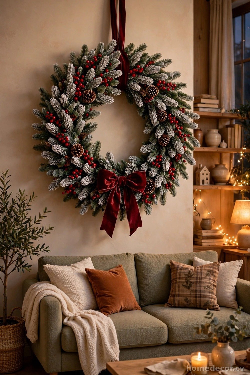 Oversized Wreath Above the Sofa