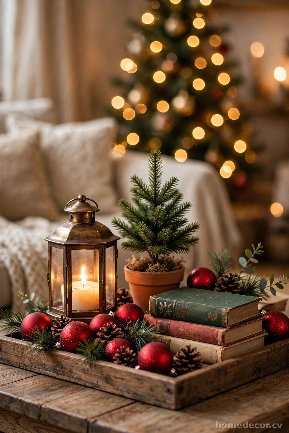 Coffee Table Holiday Tray Styling
