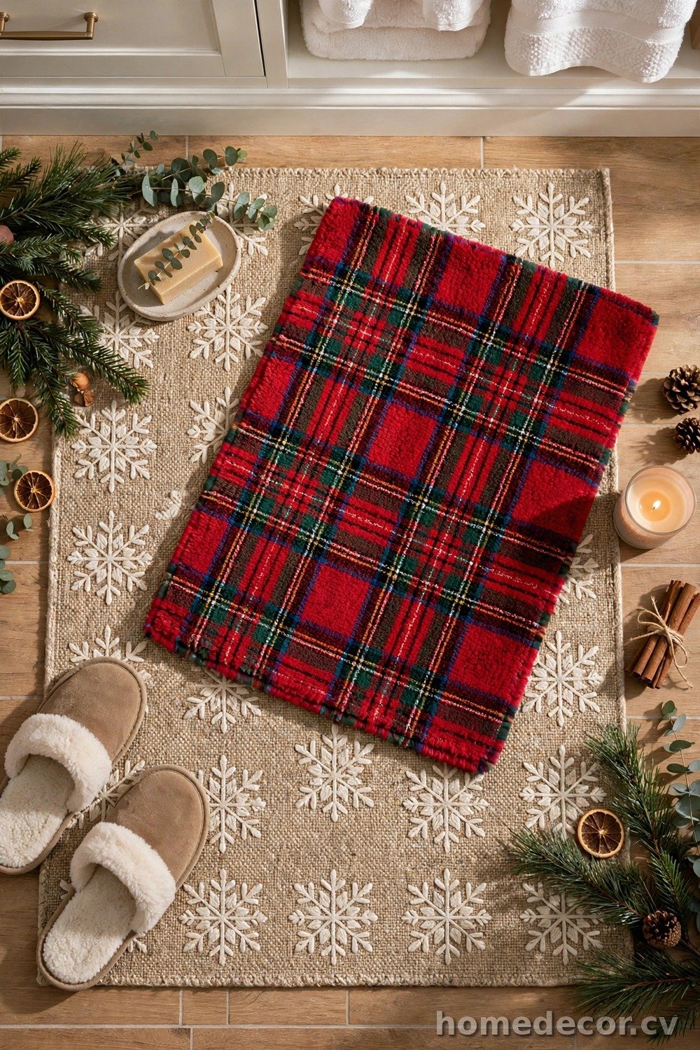Red and Green Bath Mat Layers