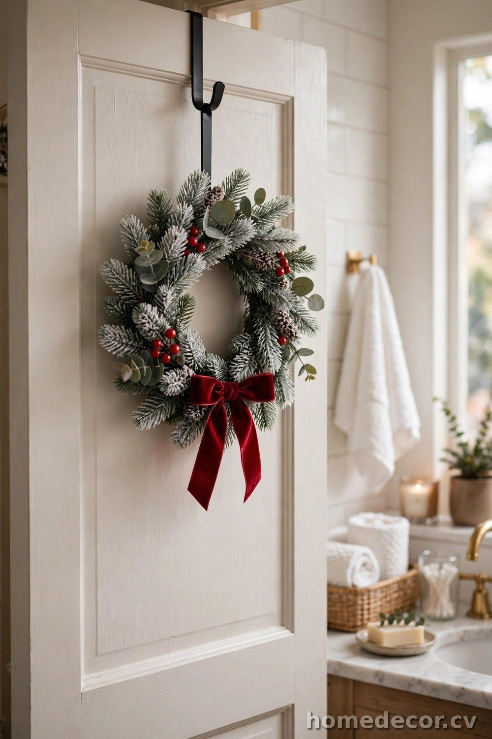Wreath on the Bathroom Door or Wall
