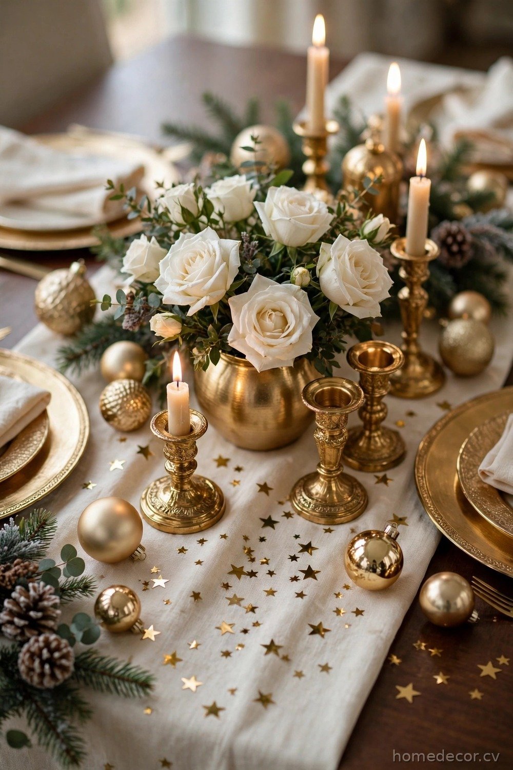 Elegant Gold and White Tablescape