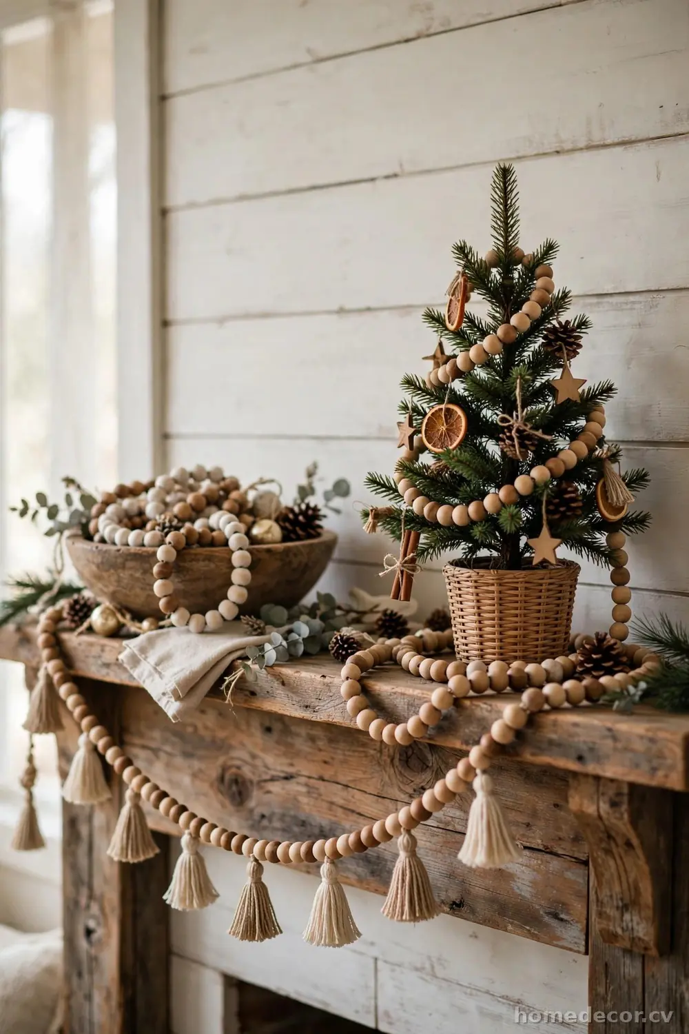 Warm Wood Bead Garlands