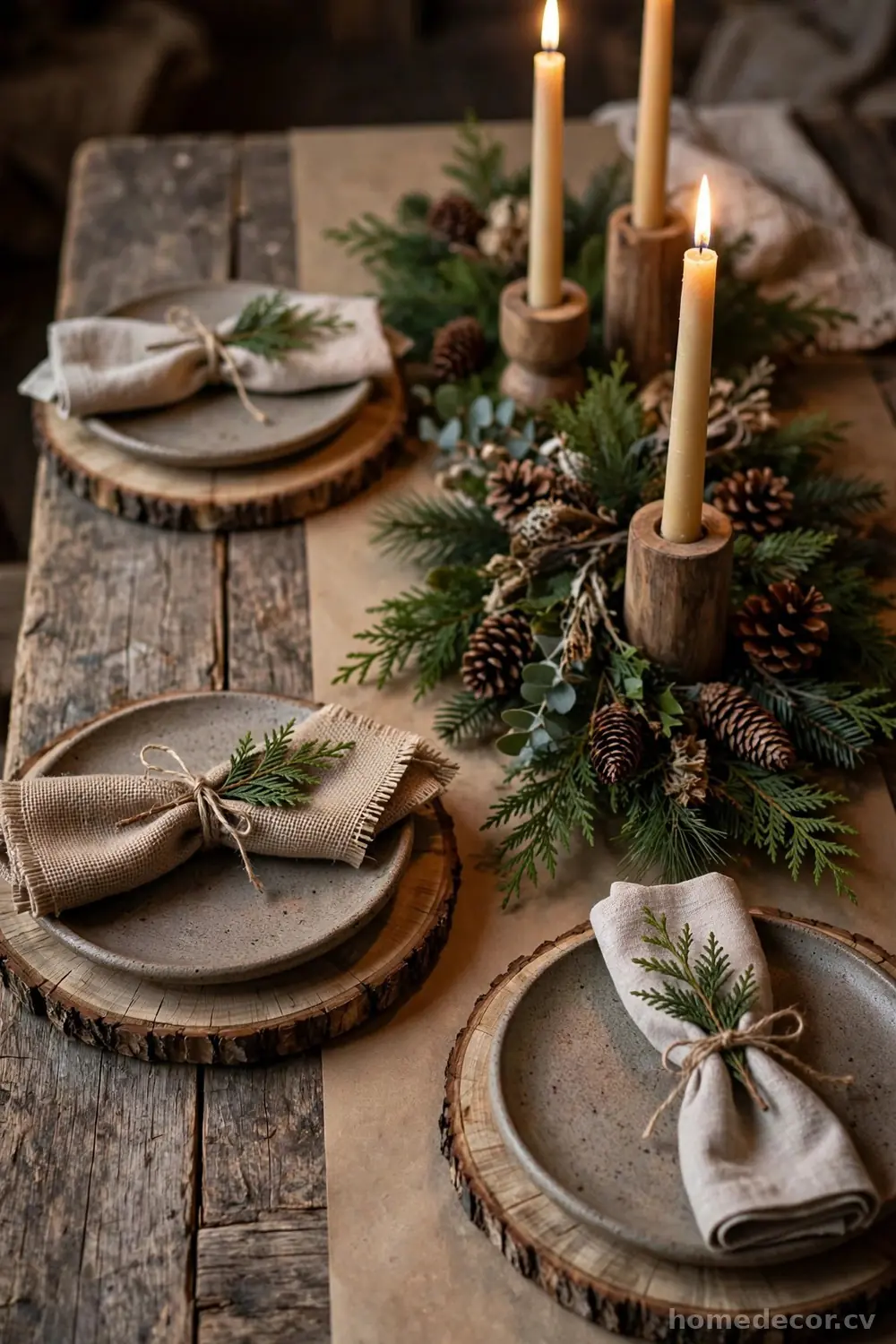 Natural Table Settings with Kraft and Linen