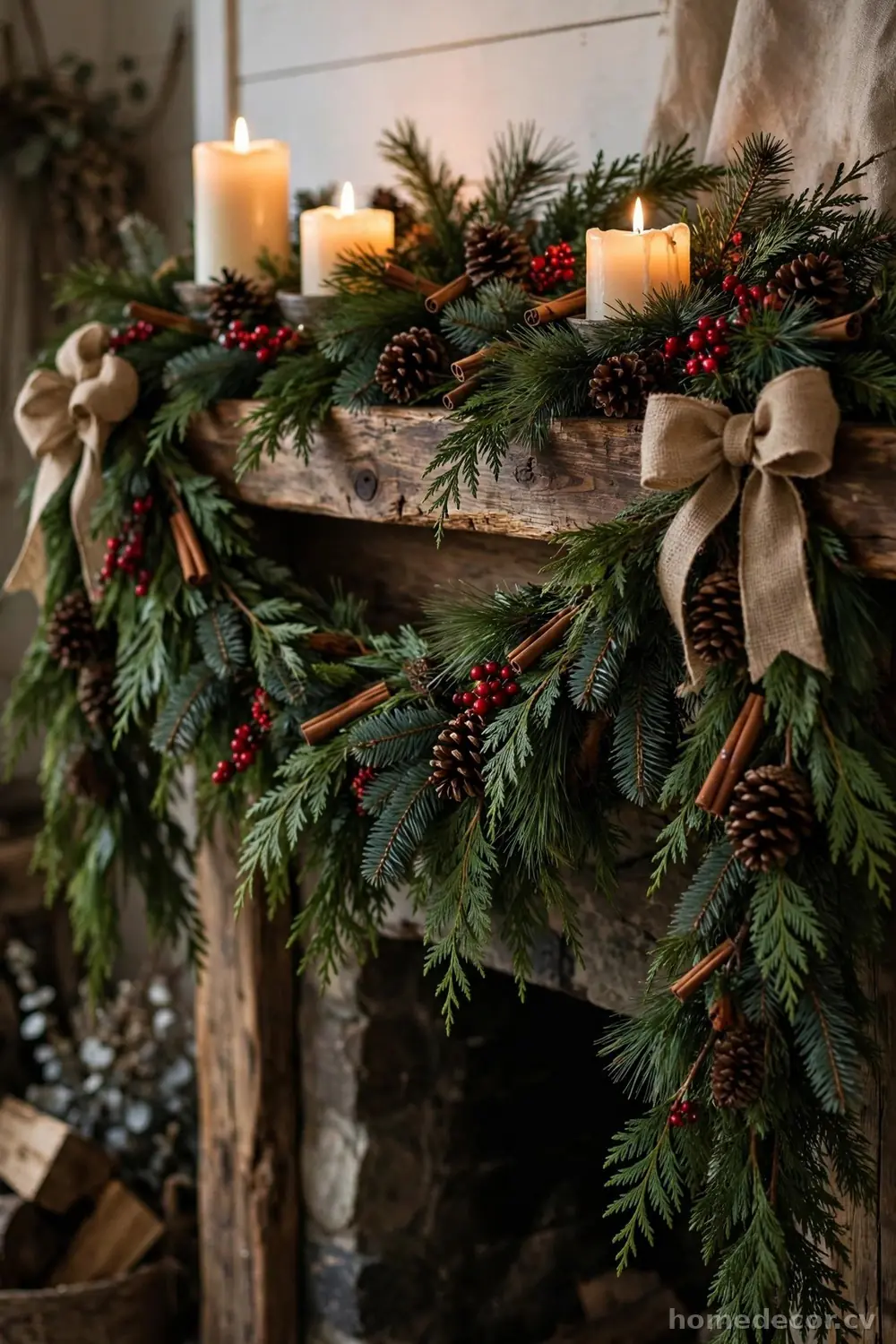 Fresh Greenery Garlands with Pinecones