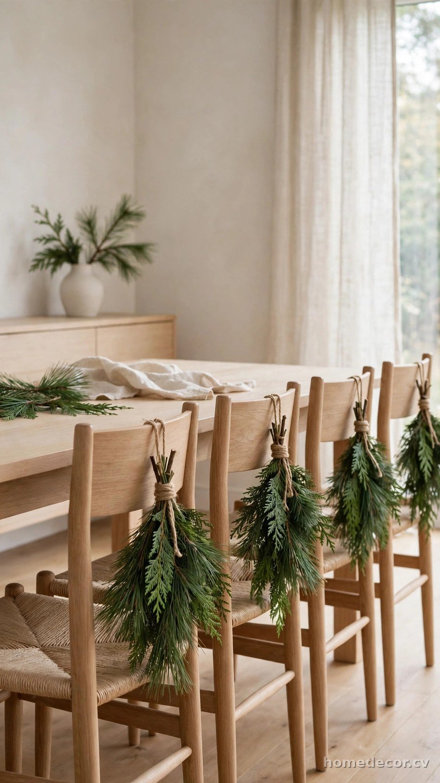 Use Undecorated Greenery Swags on Doors and Chairs