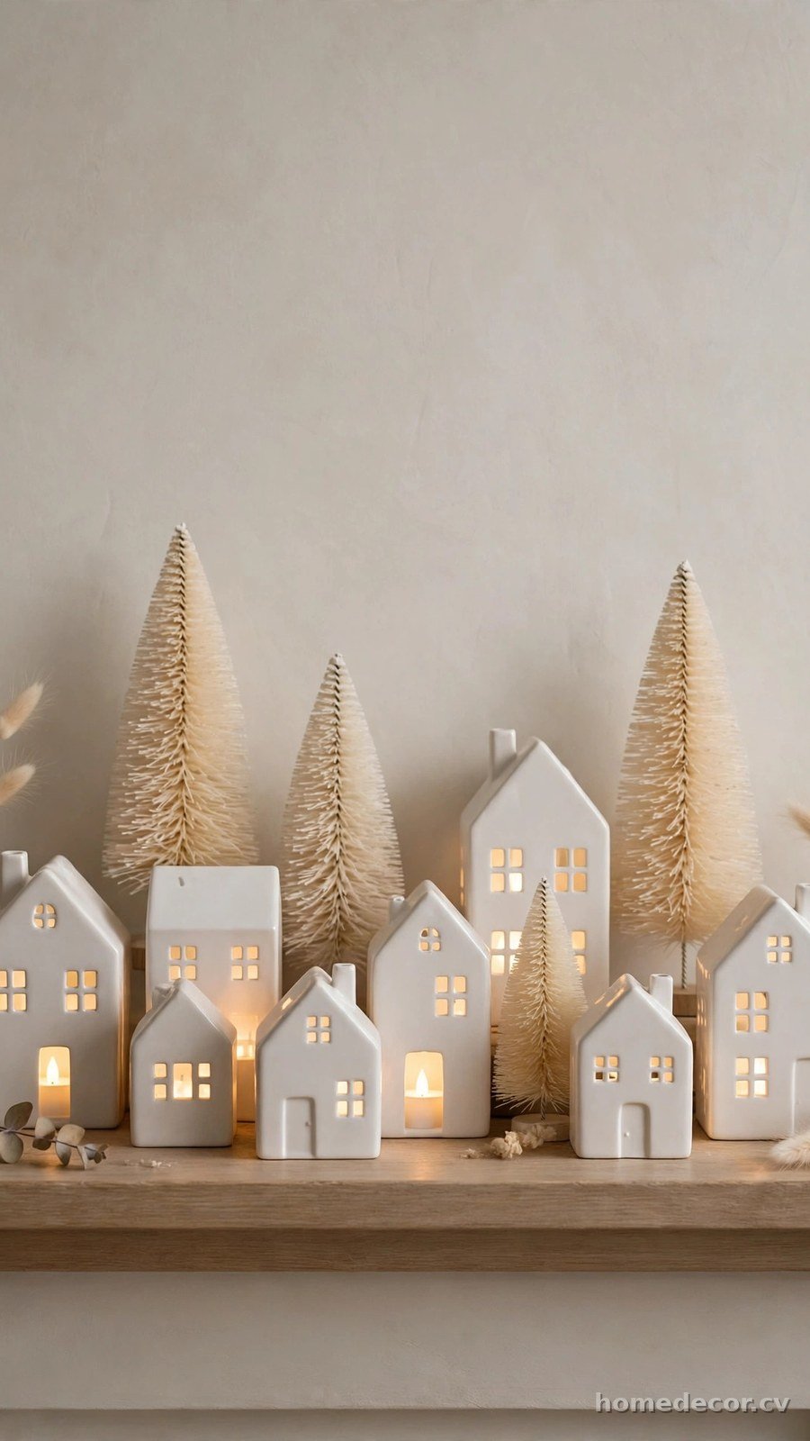 Display a Village of White Ceramic Houses