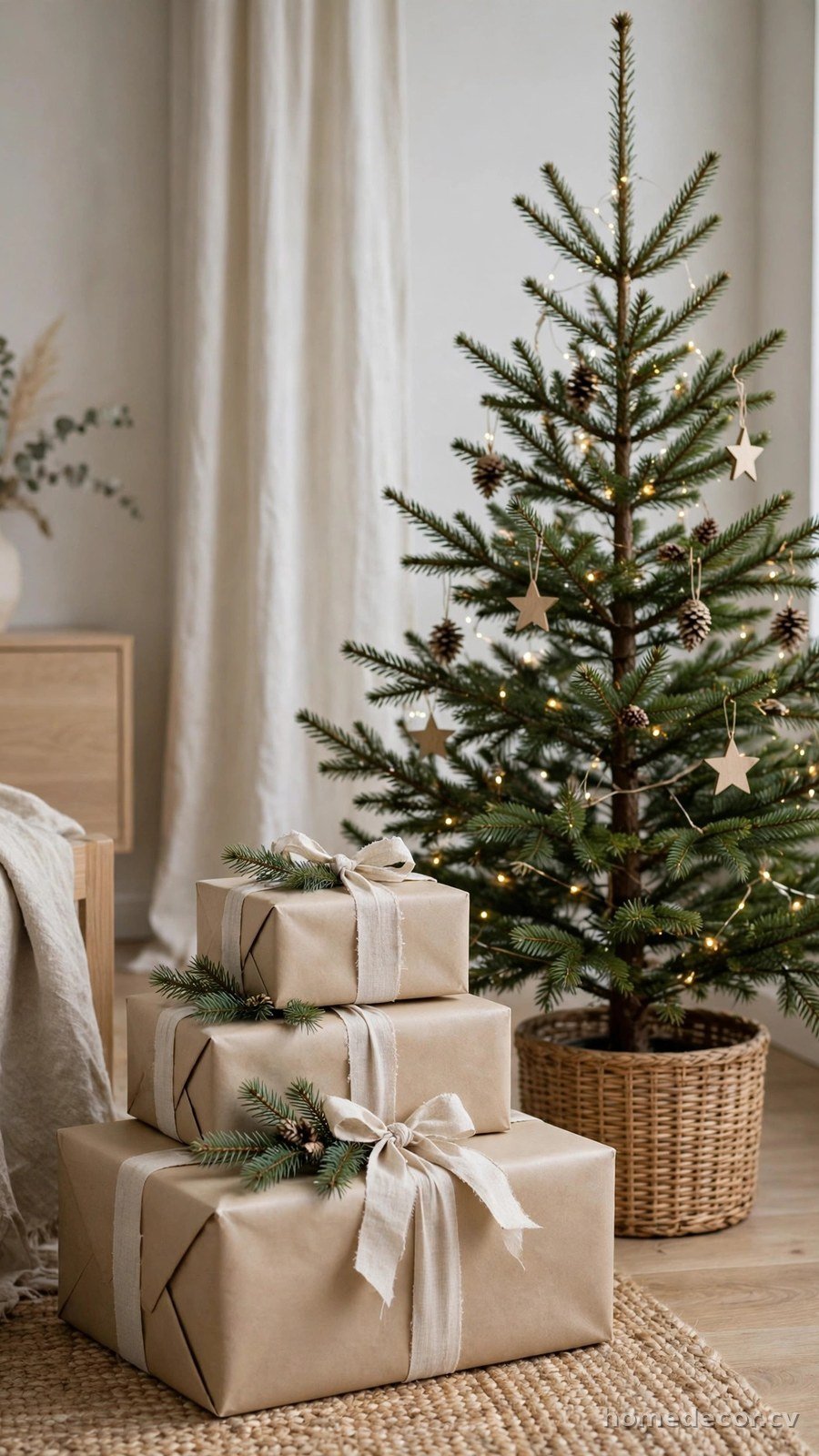 Wrap Gifts in Kraft Paper and Linen Ribbon