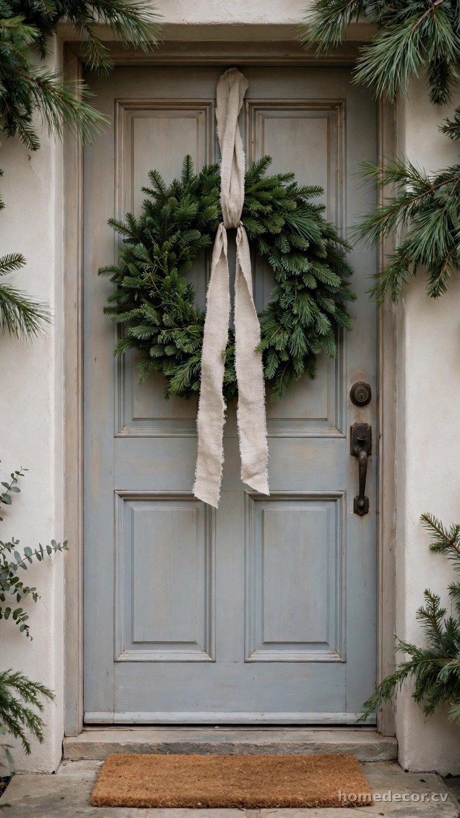 Hang a Plain Evergreen Wreath