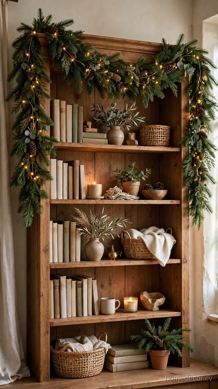 Drape a Garland Along the Shelf Edge