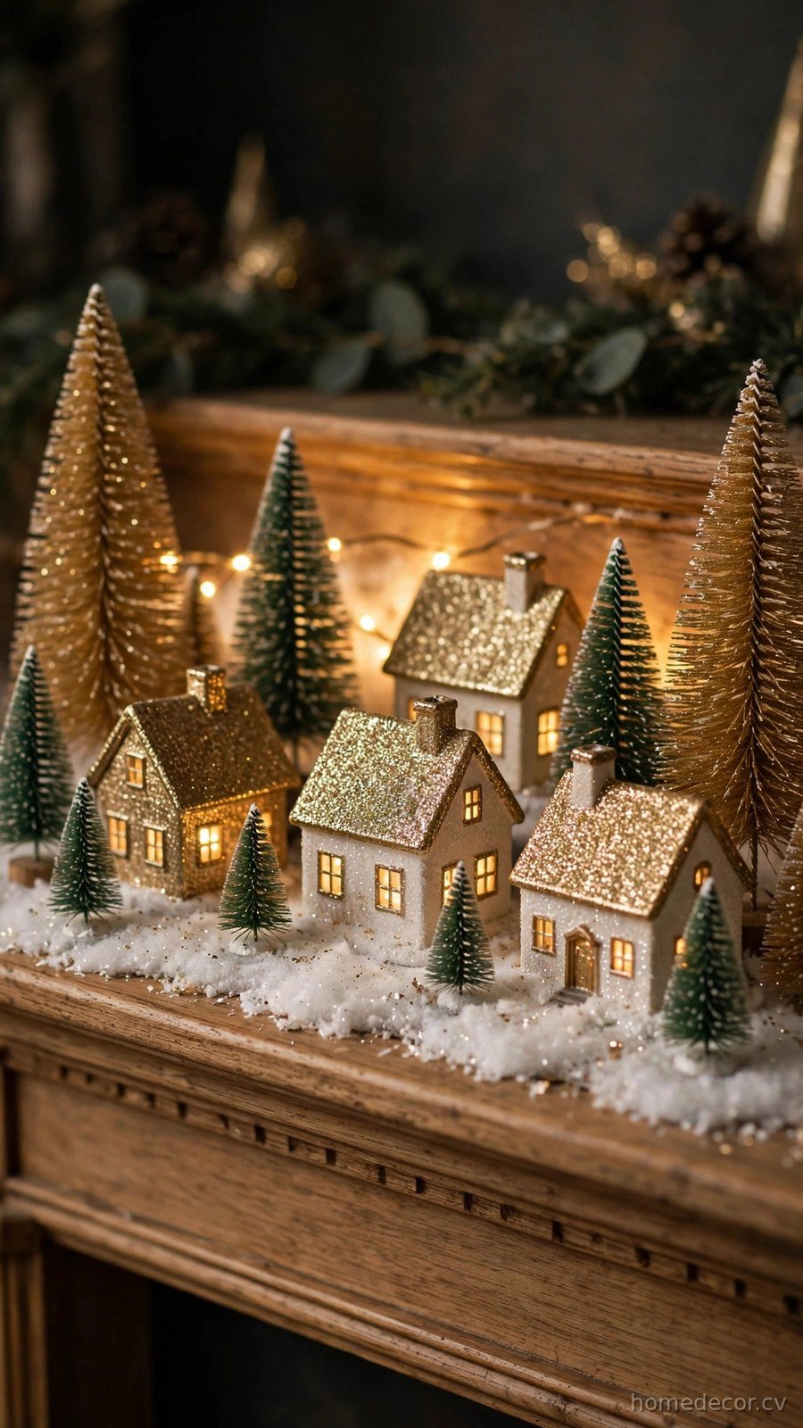 Gold Accent Christmas Village