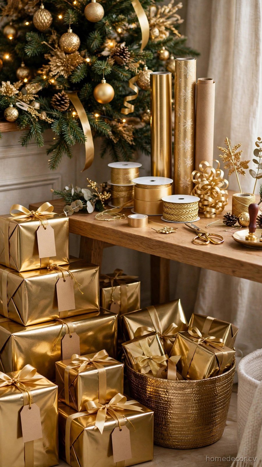 Gold Gift Wrapping Station