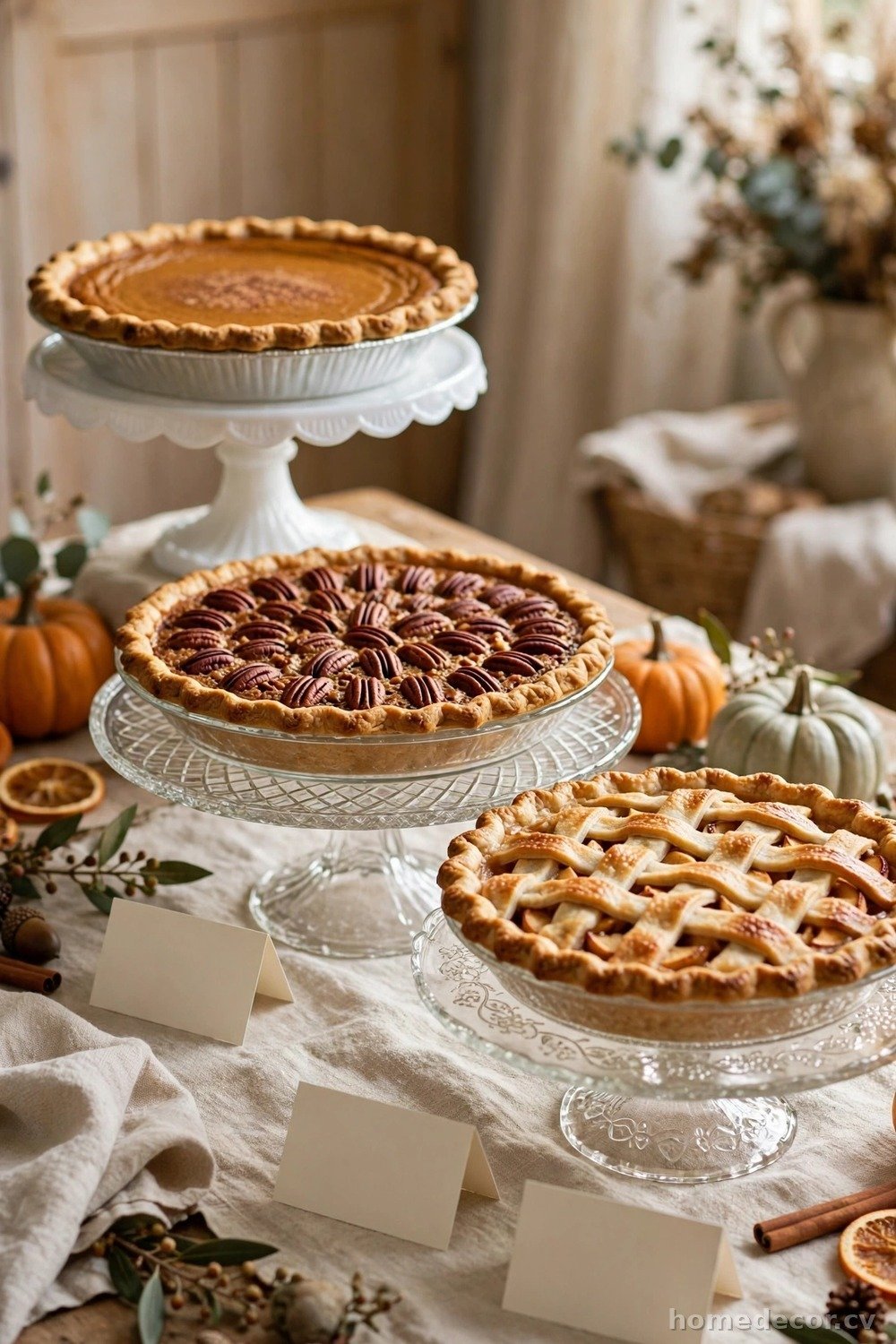 Set Out a Pie Display on Vintage Cake Stands
