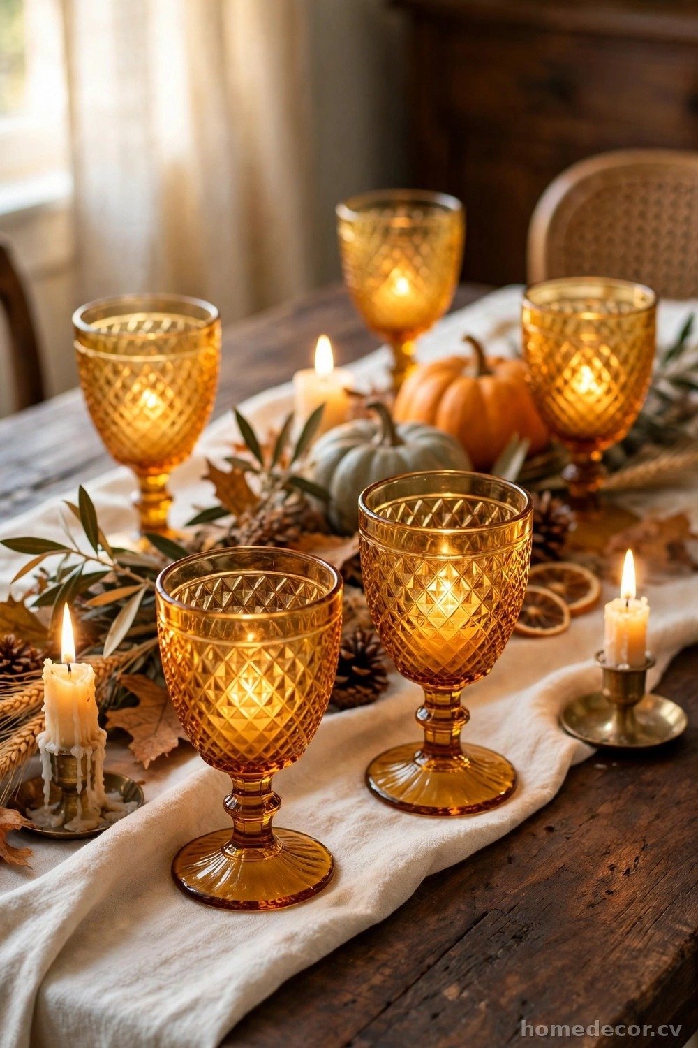 Glow With Amber Glass Goblets