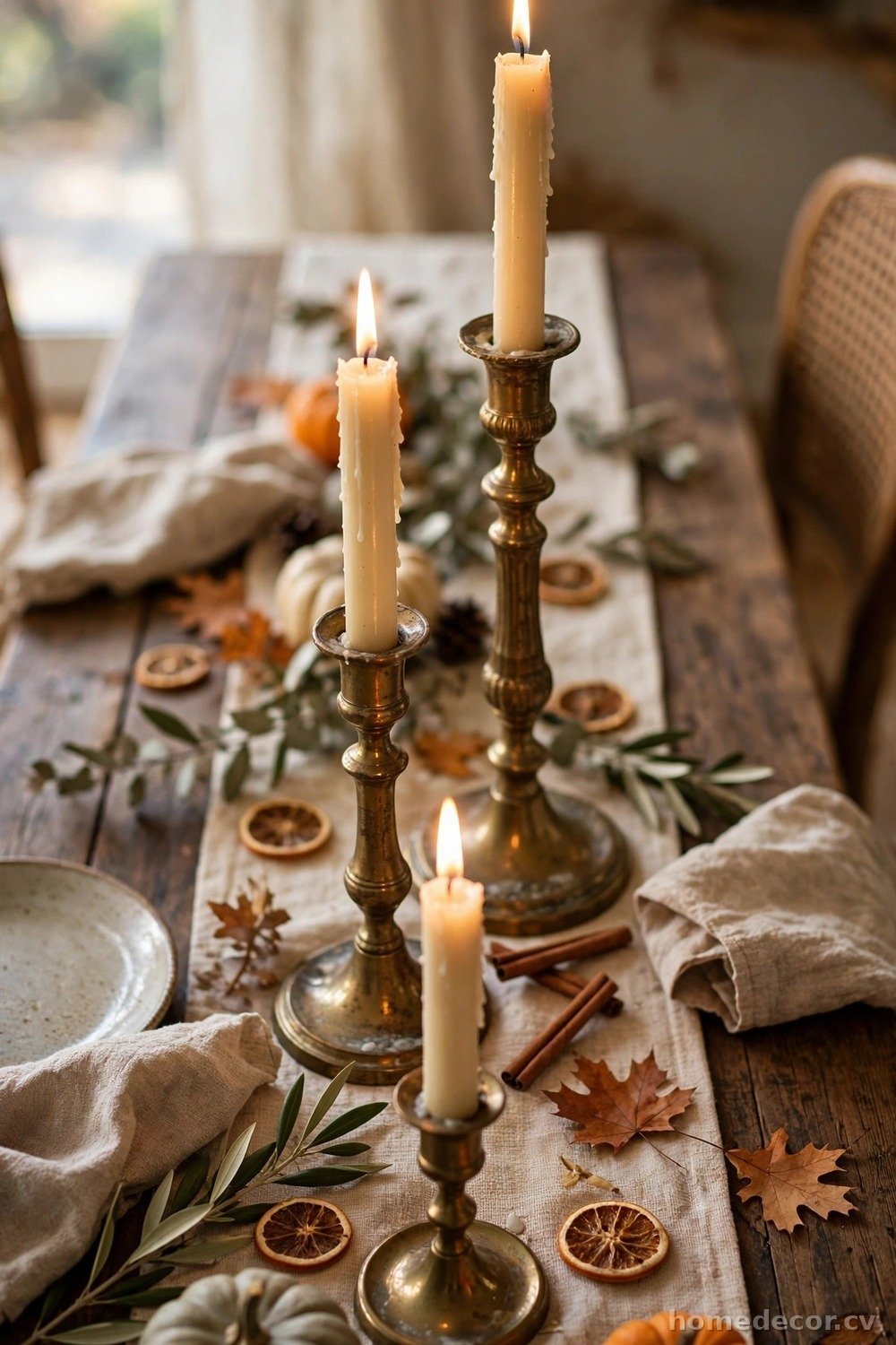 Use Brass Candlesticks in Mismatched Heights