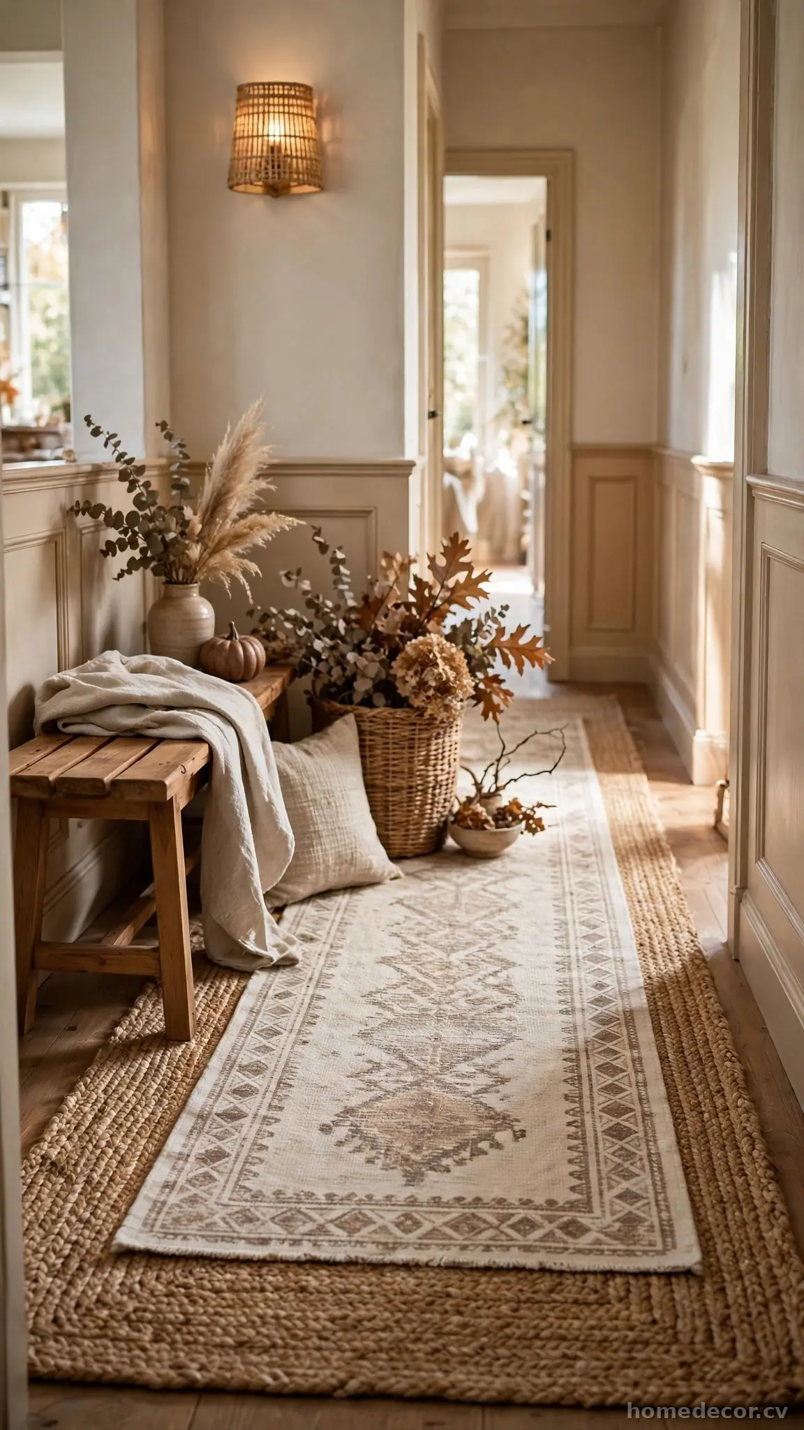 Natural Fiber Rugs and Layered Runners