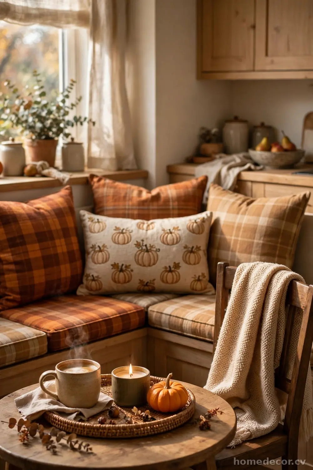 Layer the Breakfast Nook With Cozy Cushions