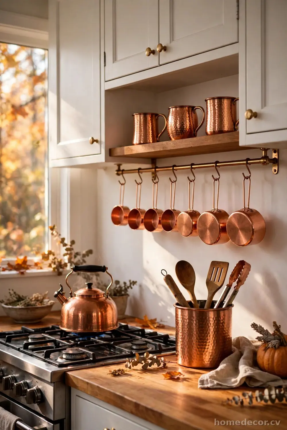 Add Copper Accents That Glow in Autumn Light