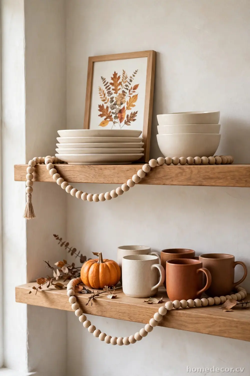 Style Open Shelves With a Fall Palette