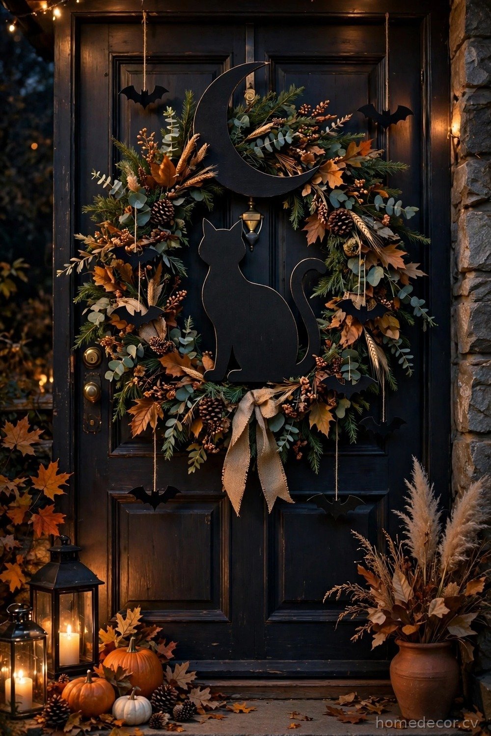 Black Cat Silhouette Door