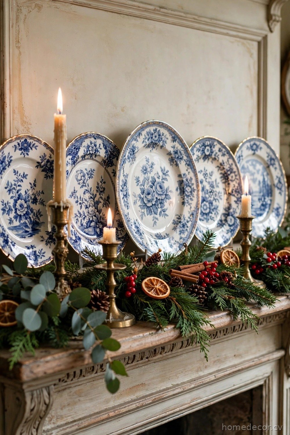 Heirloom China on the Mantel