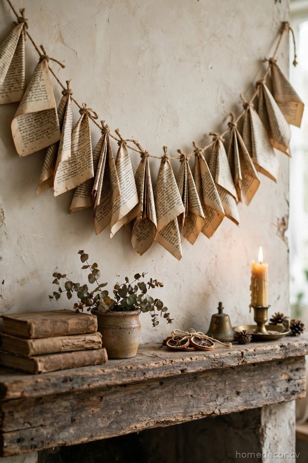 Old Book Page Garland