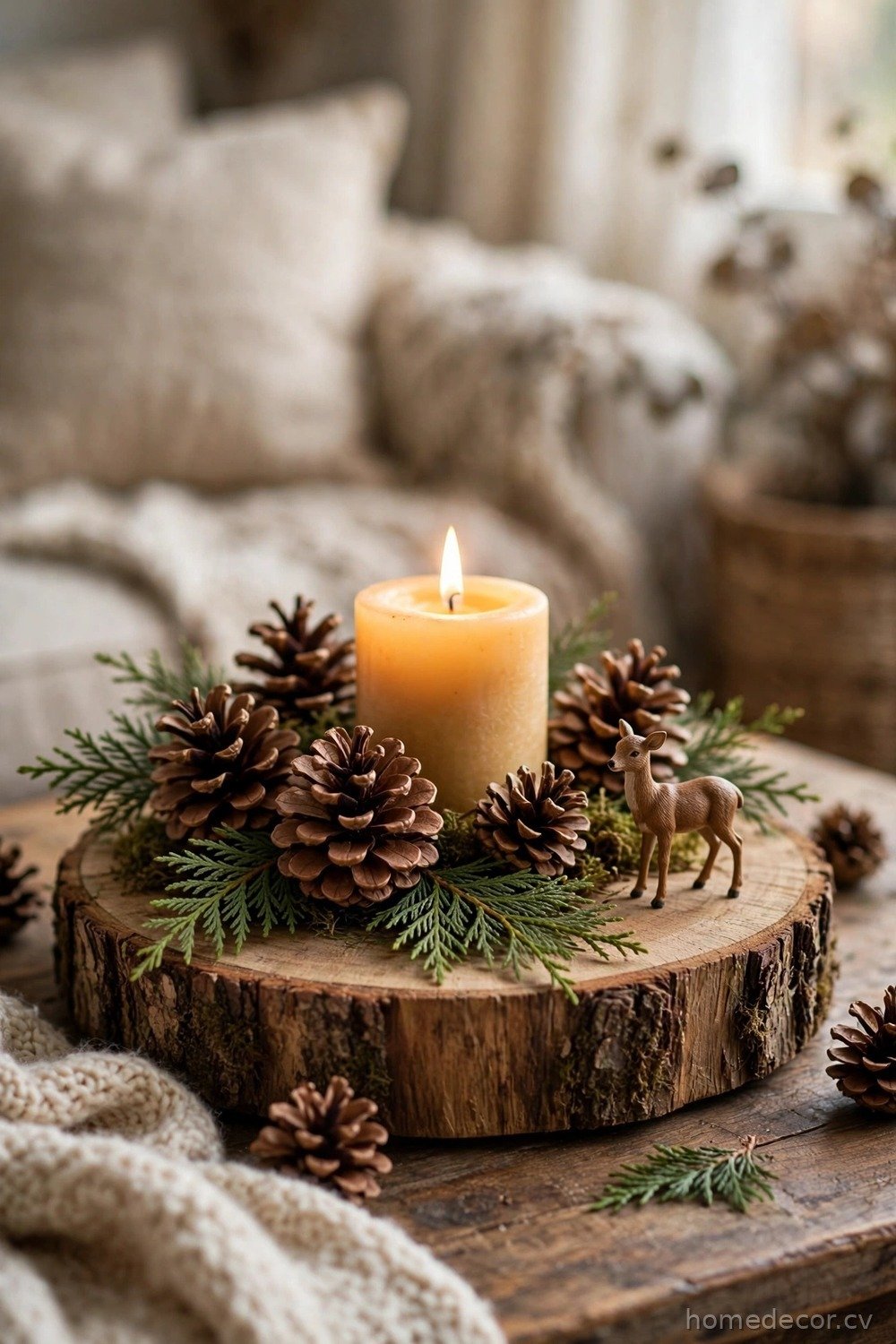 Use a Wooden Slice and Natural Elements