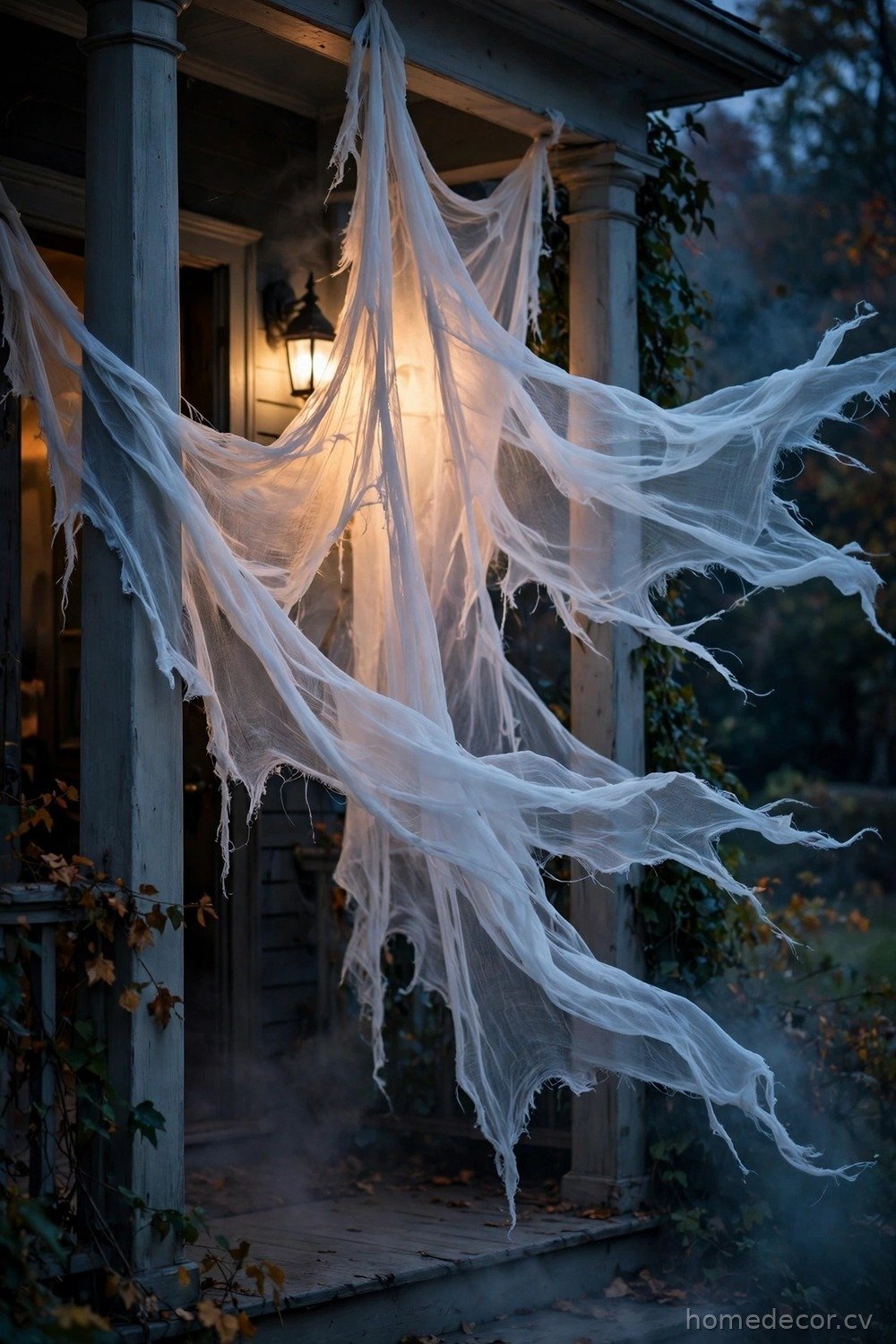 Ghostly Draped Porch Columns