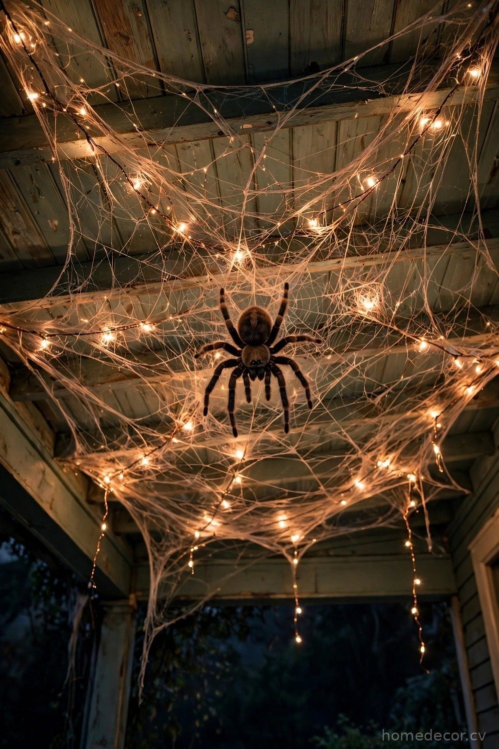 String Light Spider Web Canopy