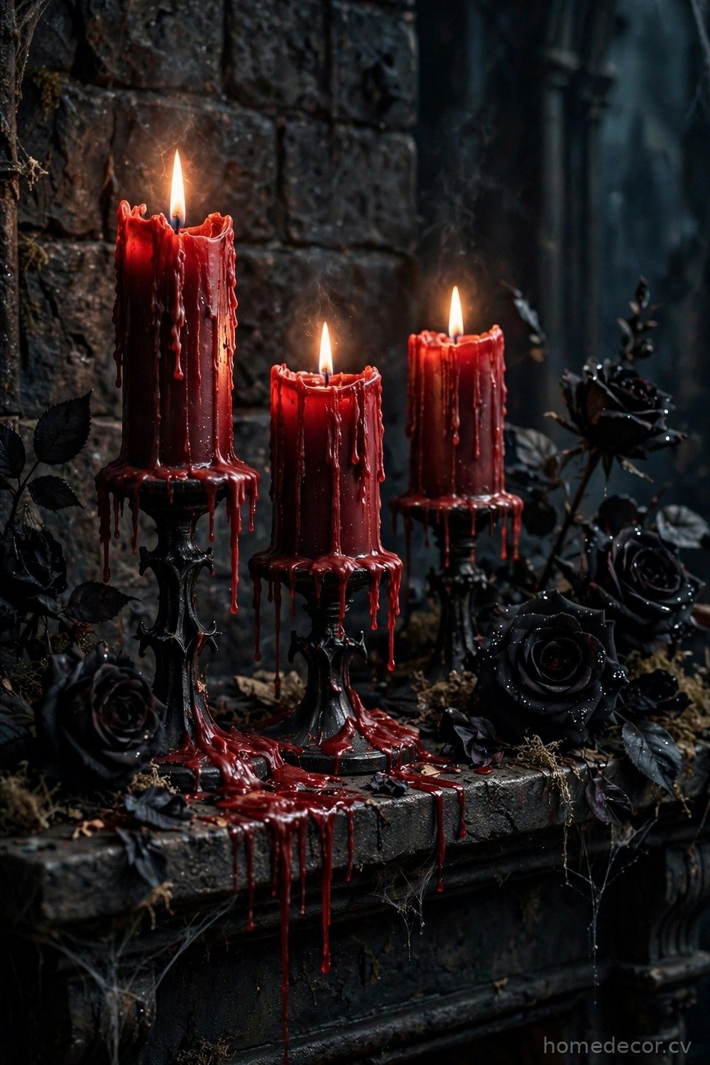 Dripping Blood-Red Candles