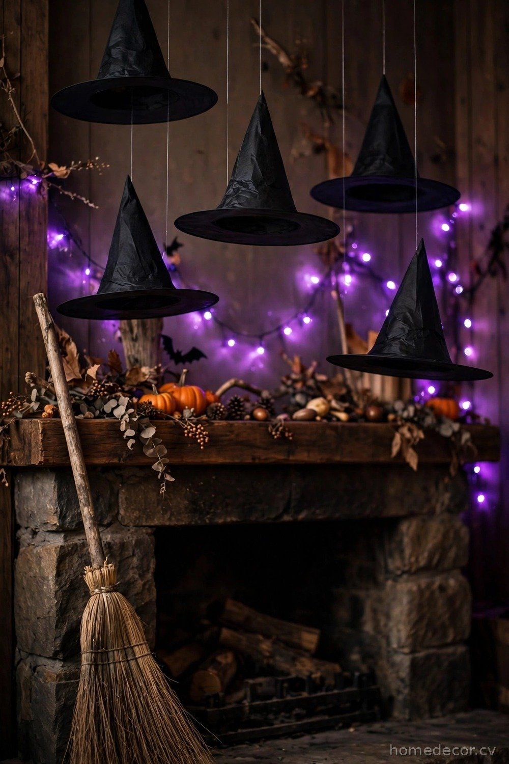 Witch Hats and Broom Display