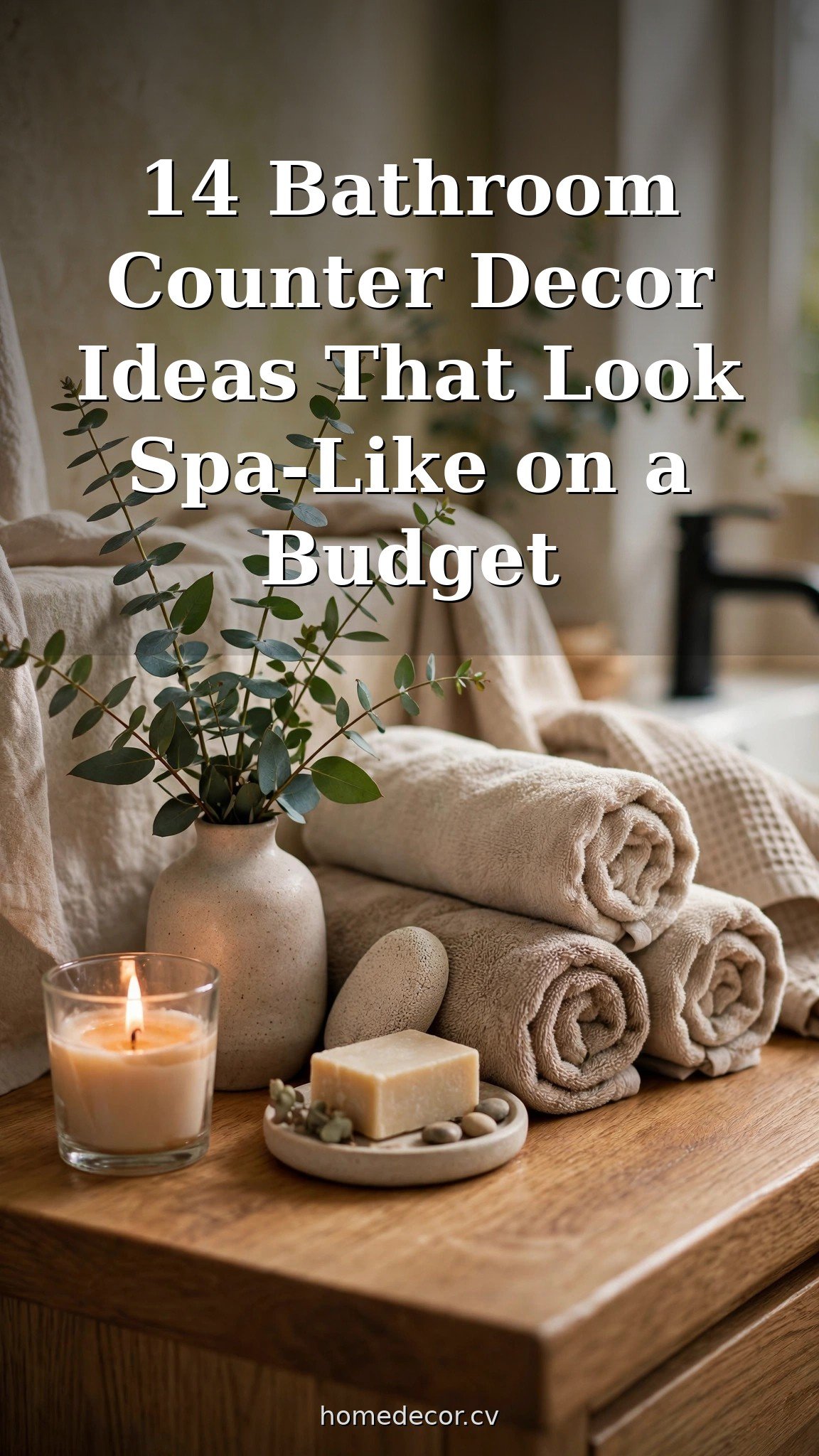 Pinterest pin: 14 Bathroom Counter Decor Ideas That Look Spa-Like on a Budget