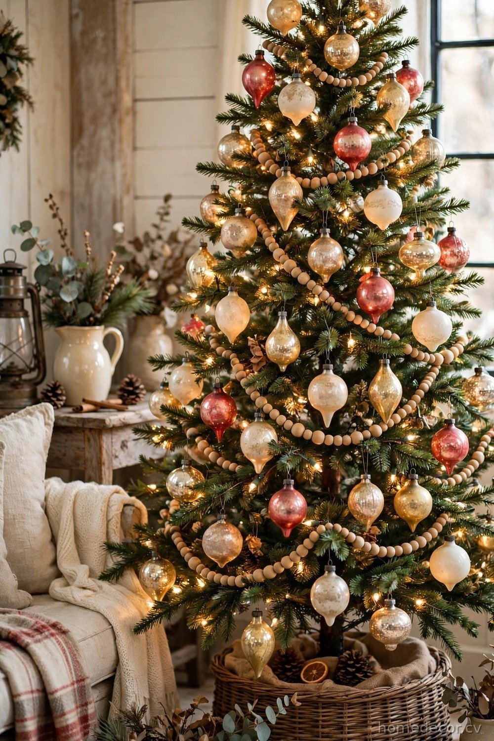 Vintage Ornament Collection on the Tree