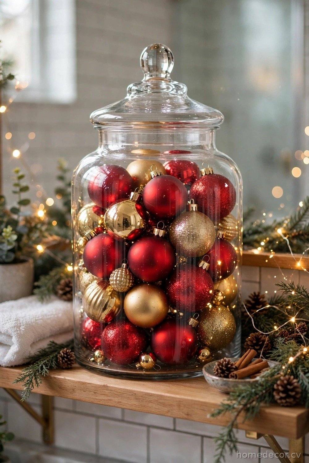 Ornaments in a Glass Apothecary Jar