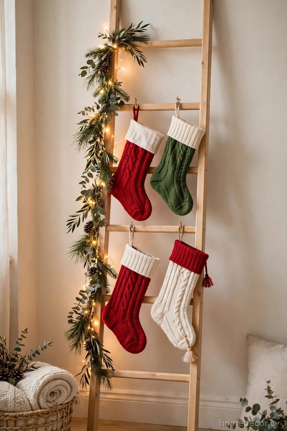 Hang Stockings on a Slim Rail or Ladder