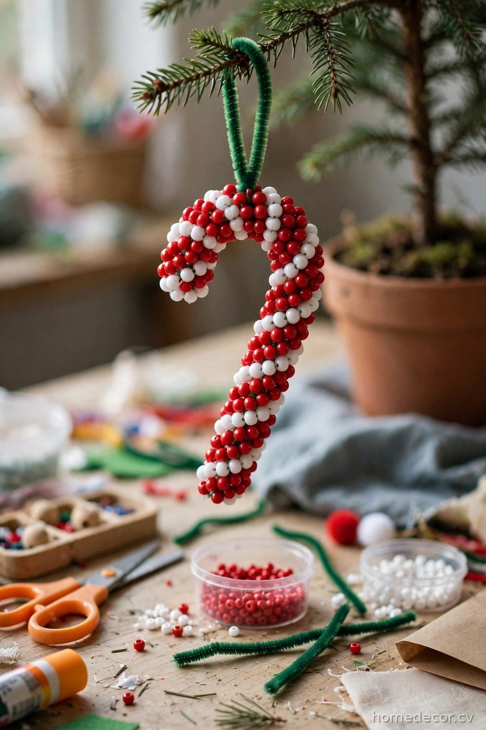 Beaded Candy Cane Ornaments