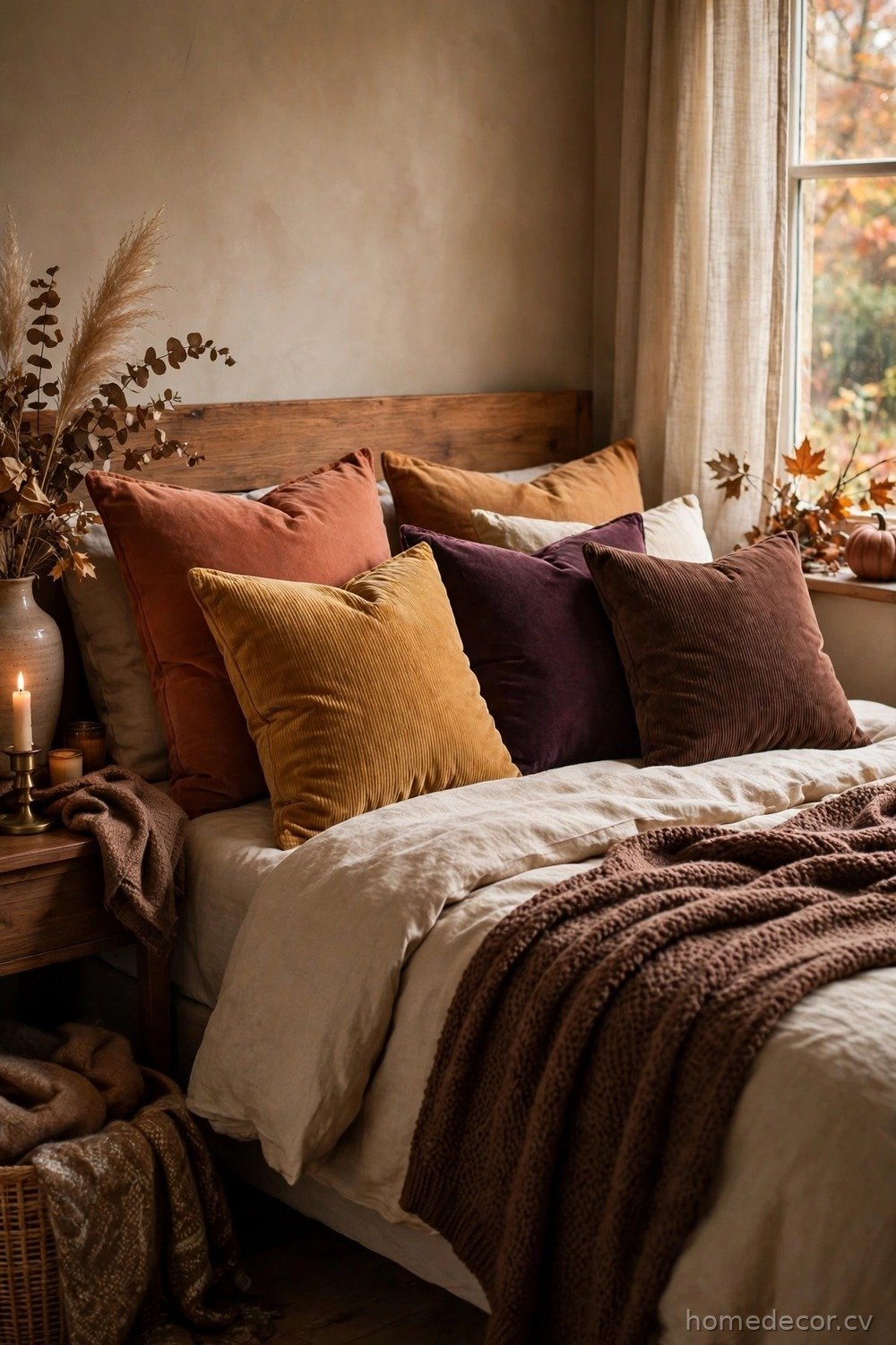 Warm-Toned Throw Pillows in Autumn Shades