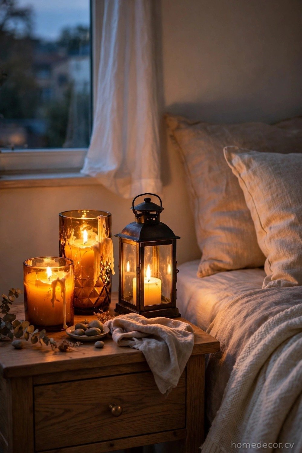 Amber Glow Bedside Candles and Lanterns