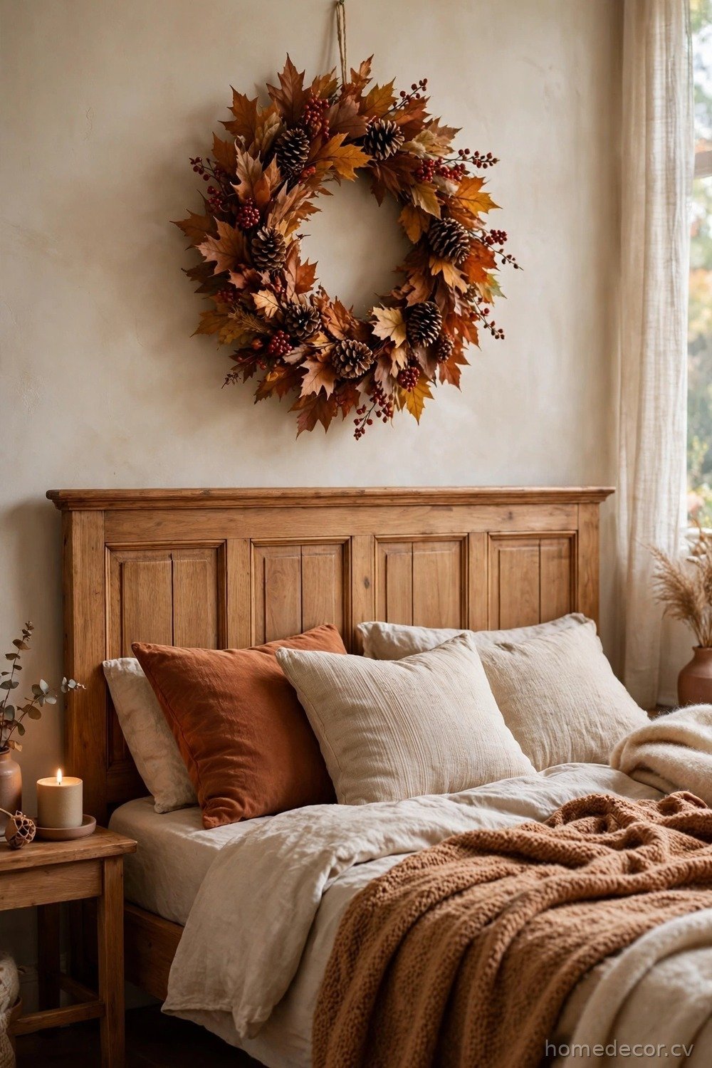 Autumn Wreath Above the Headboard