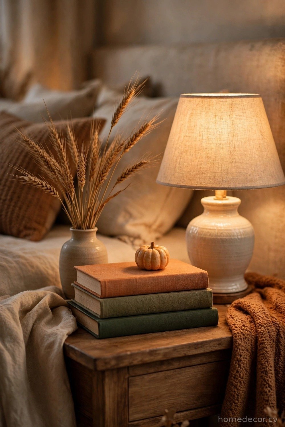 Cozy Nightstand Fall Vignette