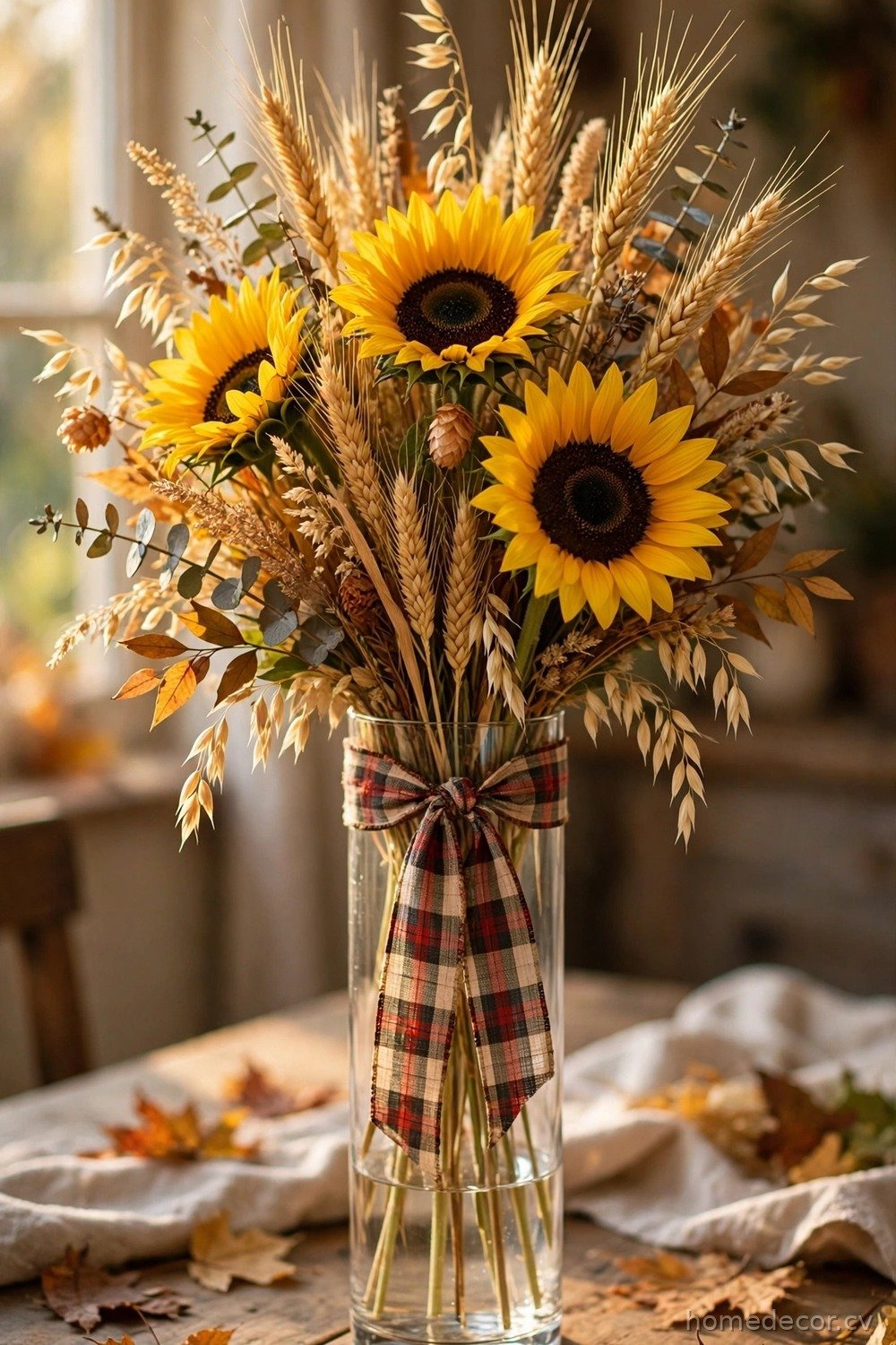 Sunflower and Wheat Harvest Bouquet