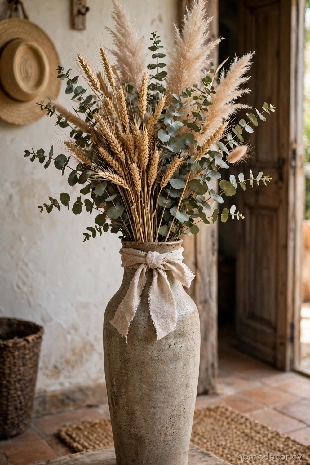Dried Wheat and Eucalyptus Bundle