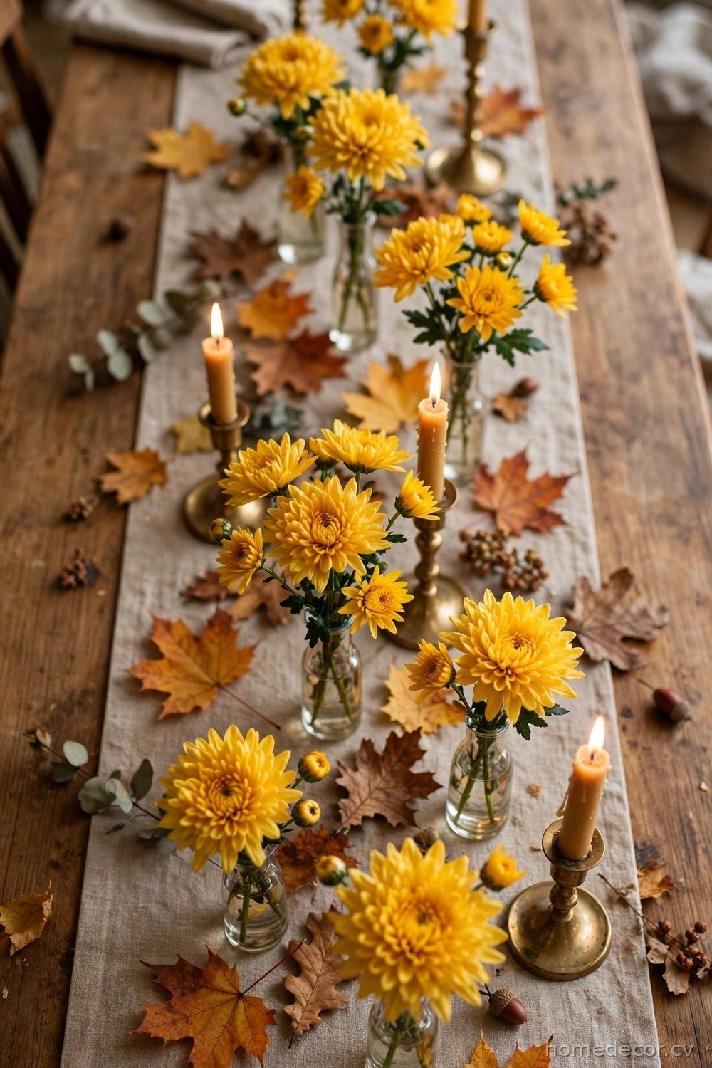 Golden Chrysanthemum Table Runner
