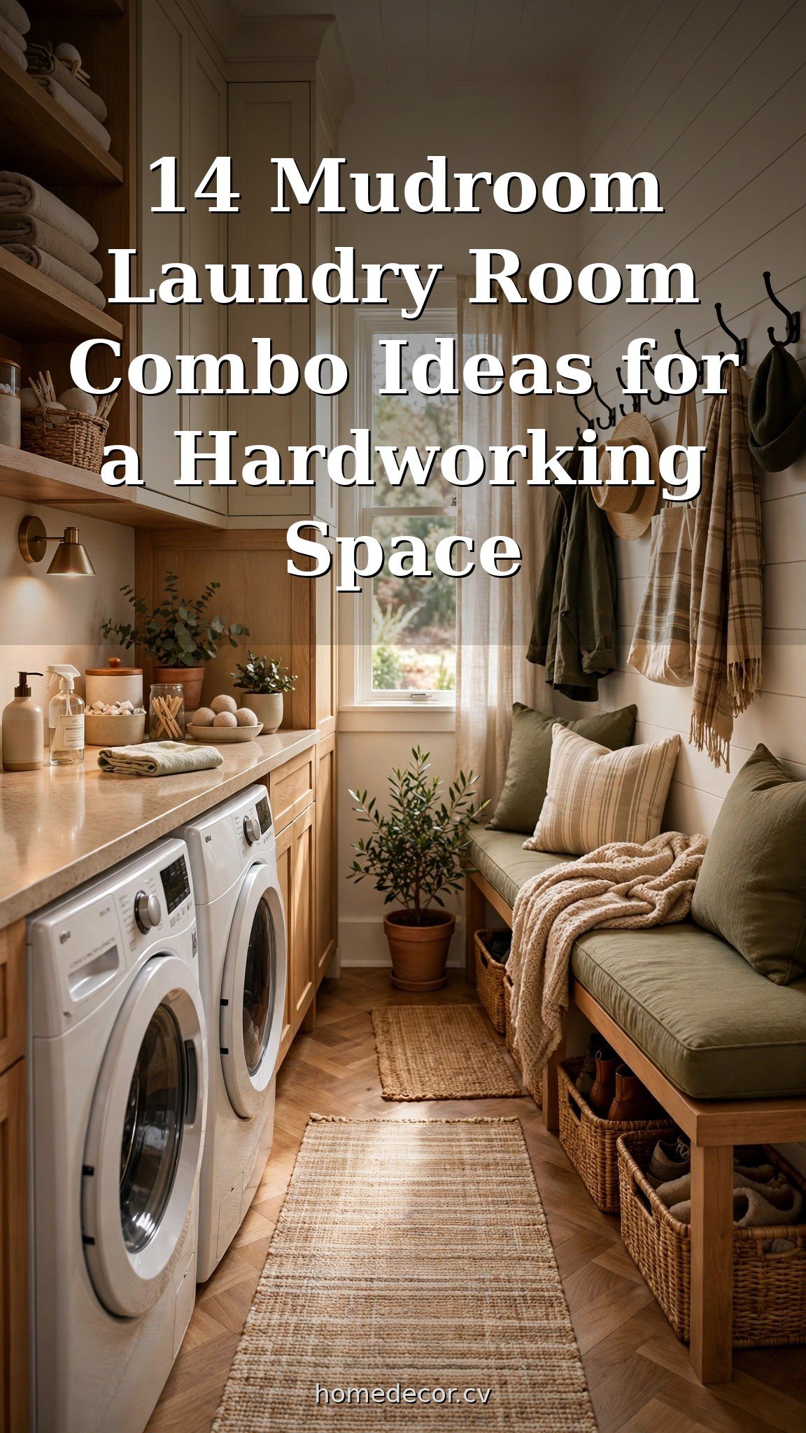 Pinterest pin: 14 Mudroom Laundry Room Combo Ideas for a Hardworking Space
