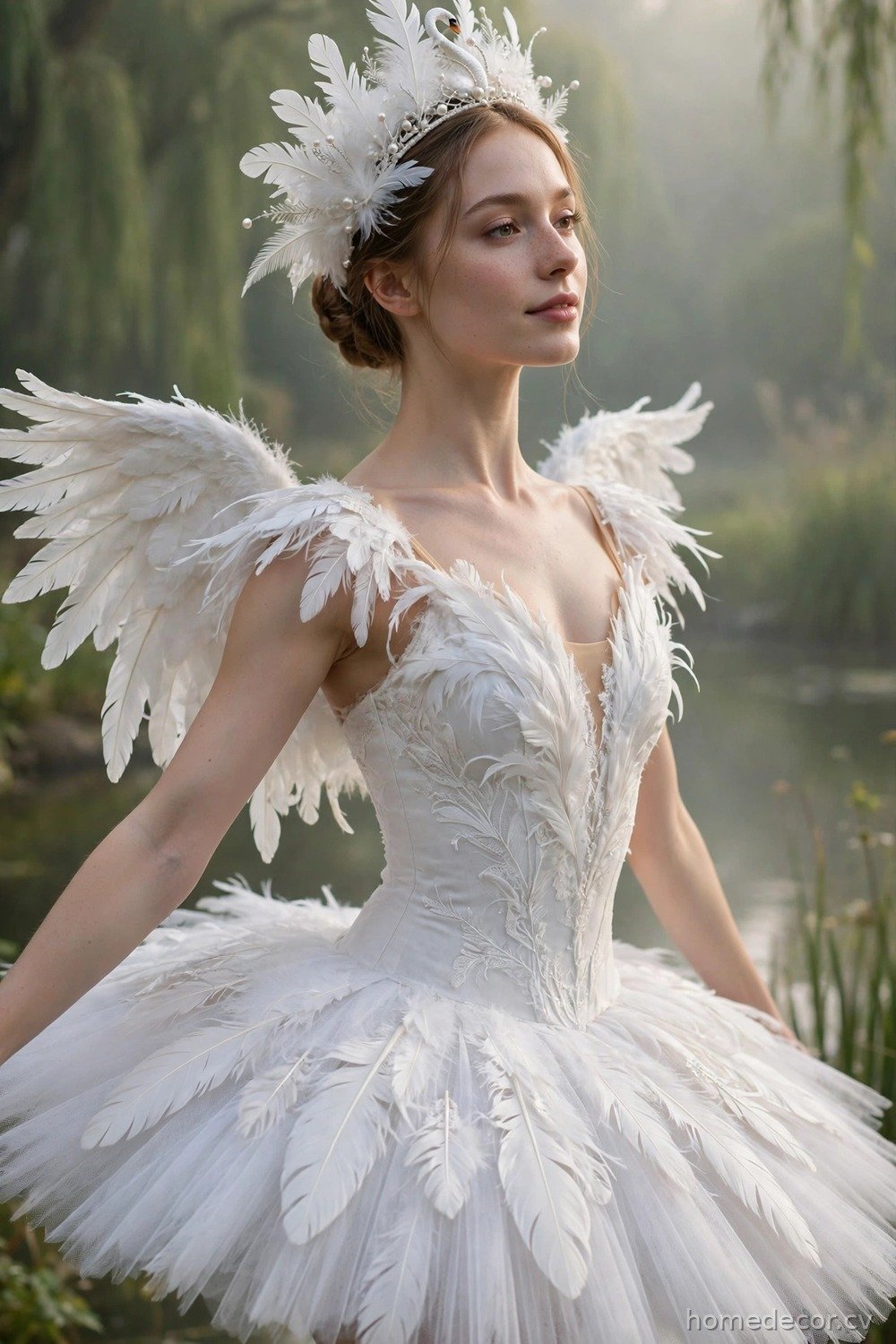 Elegant White Swan Ballerina