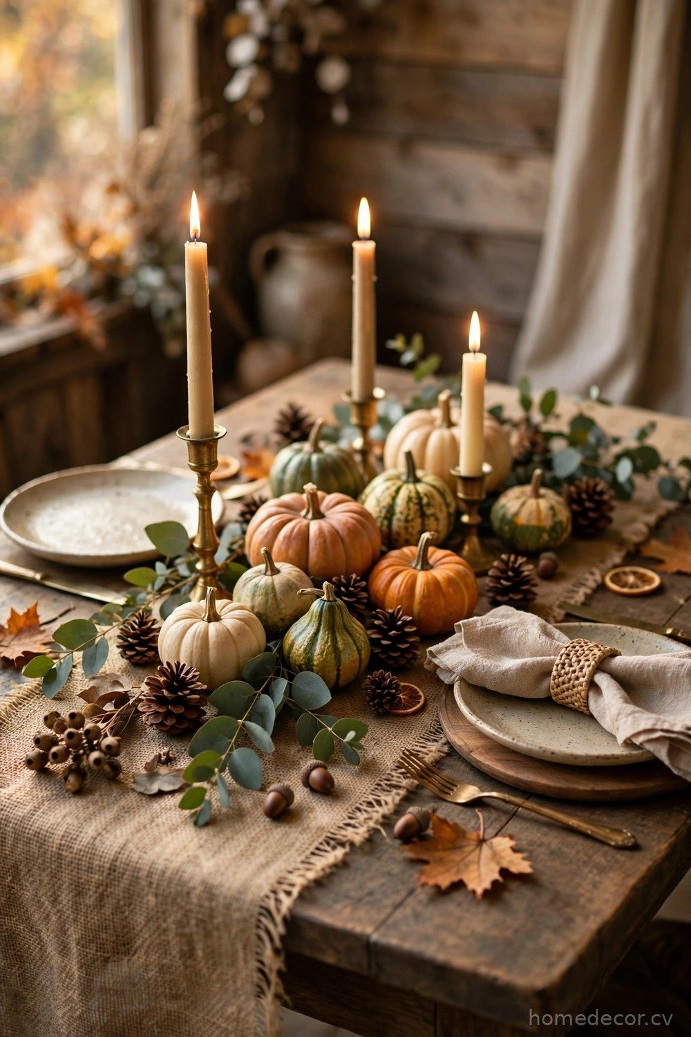 Rustic Harvest Table Runner Centerpiece