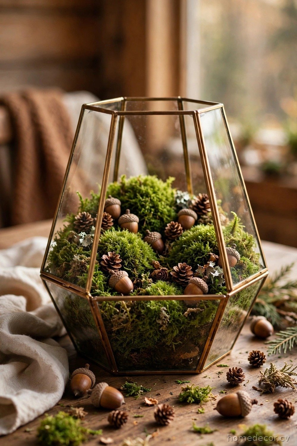 Acorn and Moss Terrarium Centerpiece