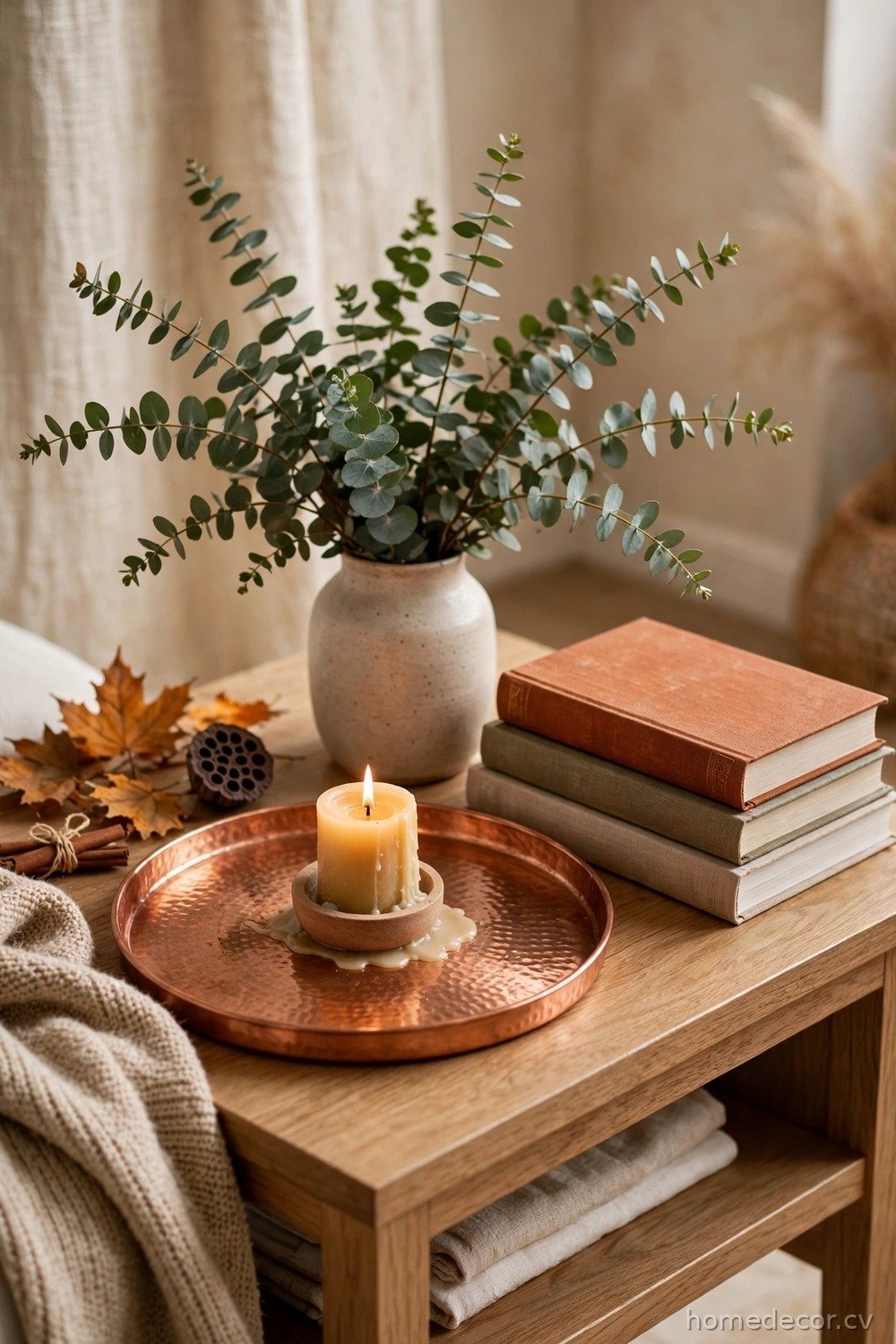 Copper and Eucalyptus Side Table