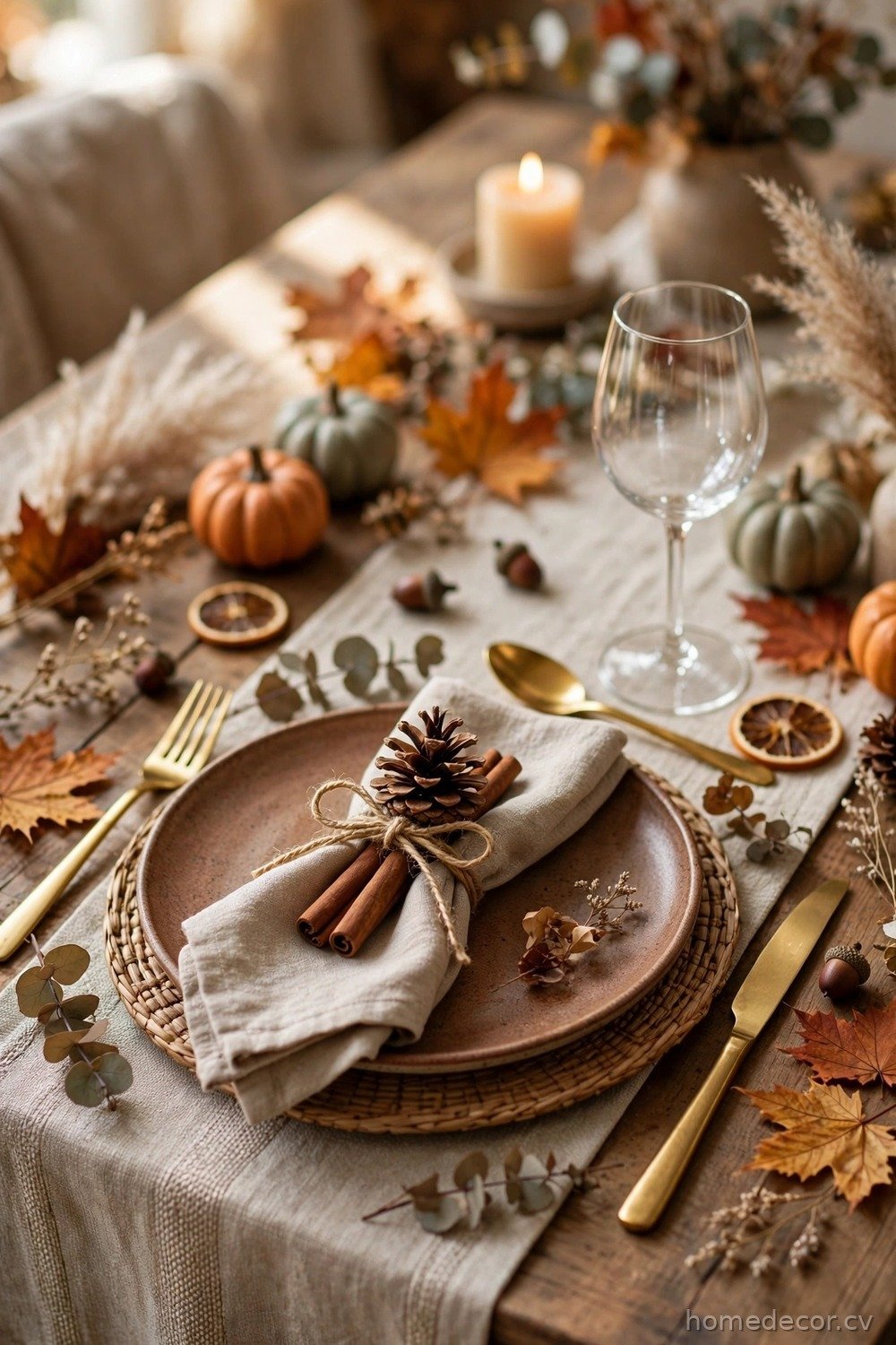 Cinnamon Stick and Pinecone Place Settings