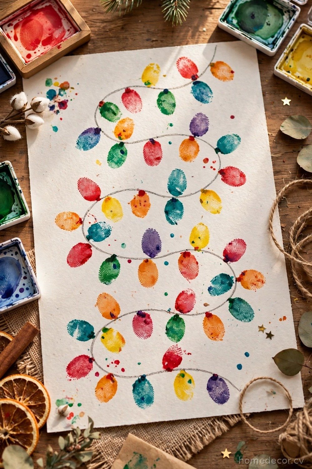 Fingerprint Christmas Lights Garland